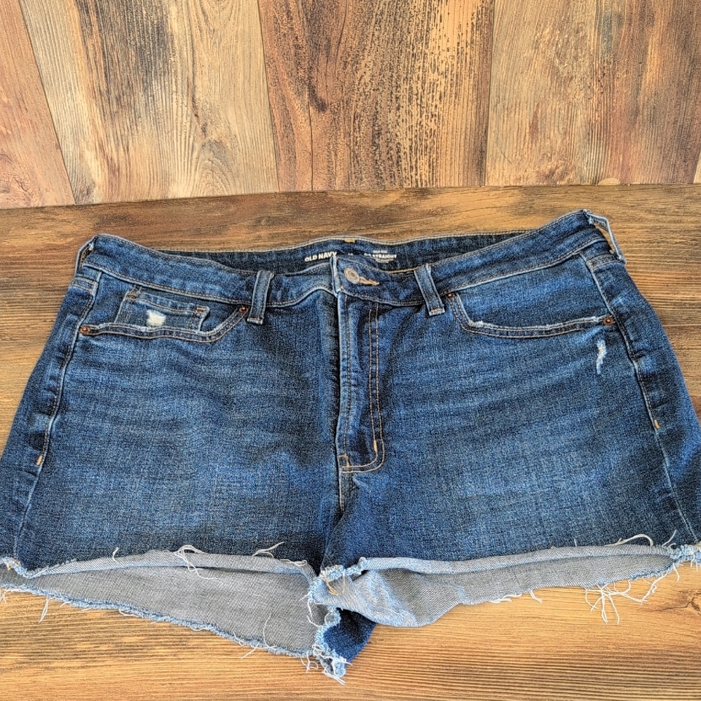 Old Navy High Rise OG Straight Secret Smooth Pockets Jean Shorts 16 W181